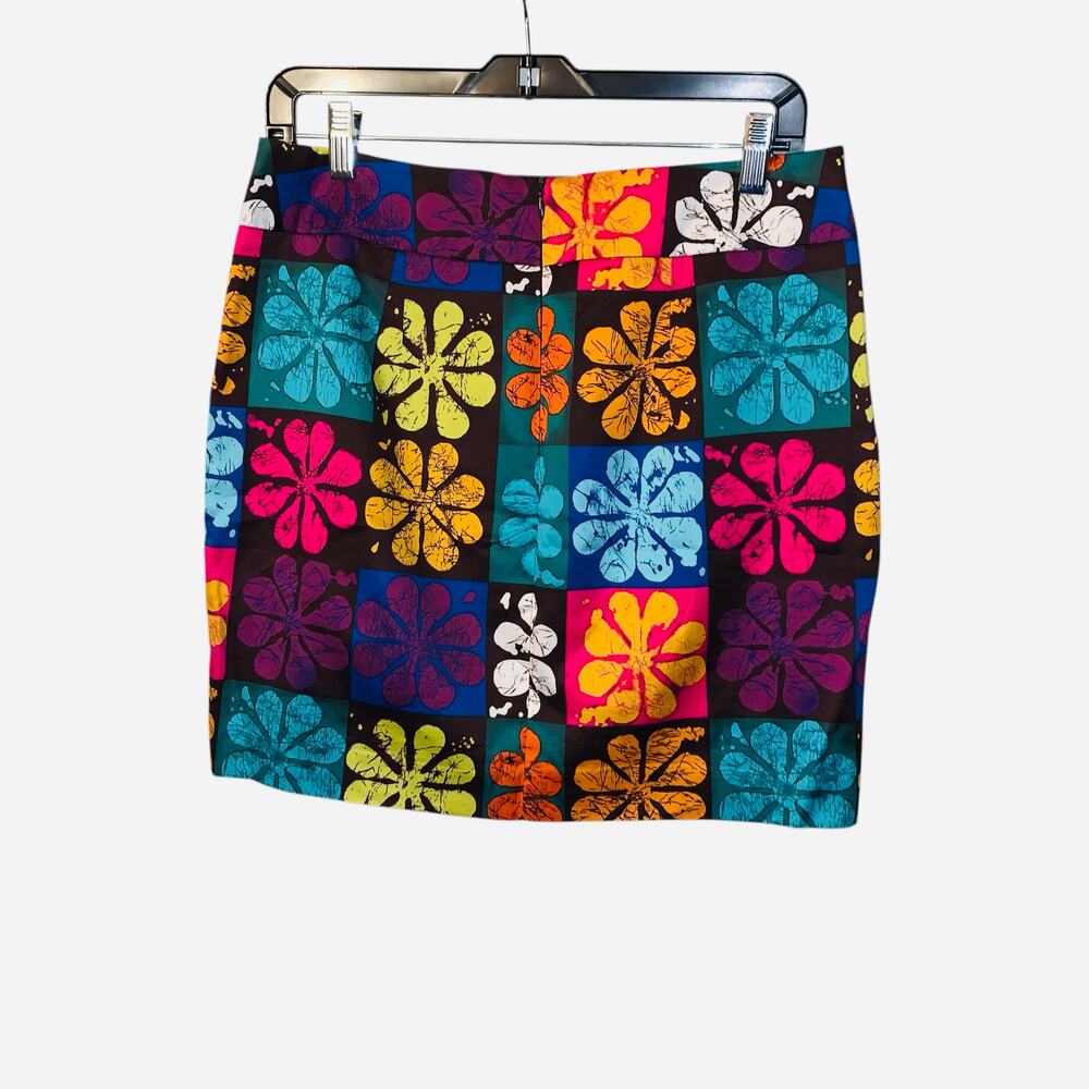 Trina Turk Mini Skirt Retro Floral Boho Patchwork Flower Power, Size 8 - Picture 3 of 7